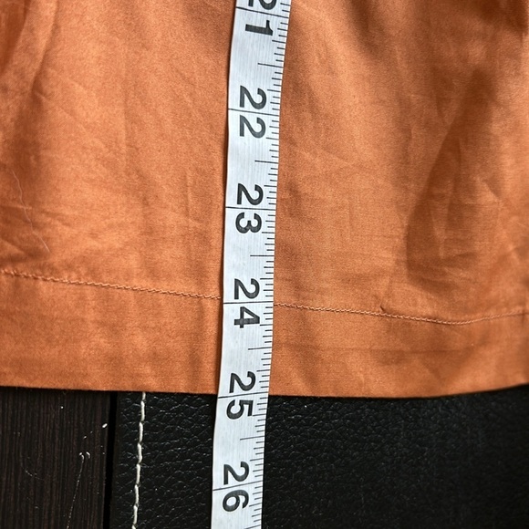 J Crew Tie sleeve button front cotton poplin top Orange Fall Relaxed Sz M NEW - Picture 13 of 13